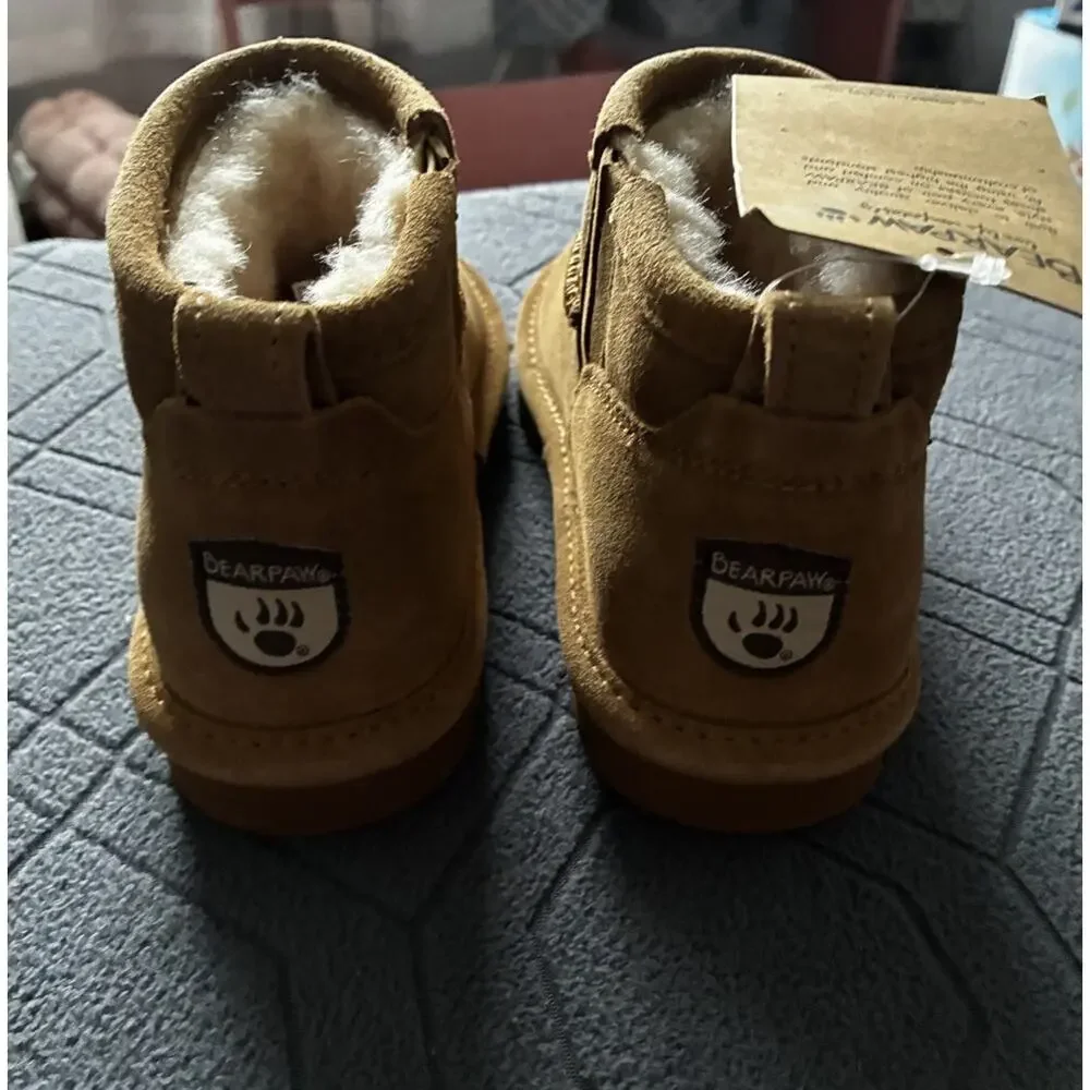 Pawz by Bearpaw Briella Leather Ankle Boot Girls Youth Size 13 Hickory Brown NWT